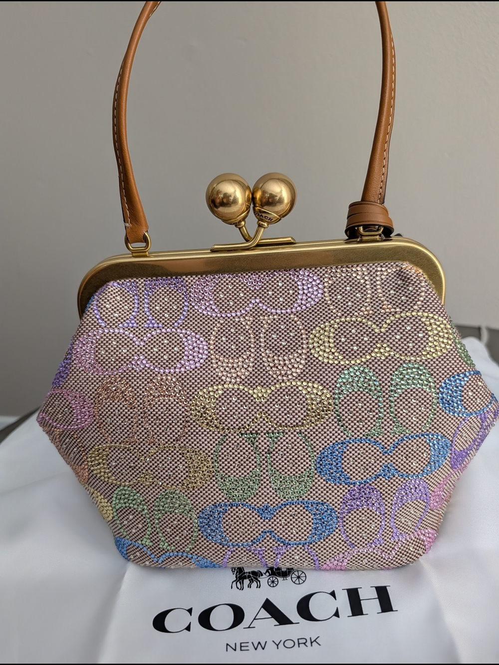 Coach Kisslock Frame Bag 16 in Crystal Signature Jacquard - Picture 5 of 9
